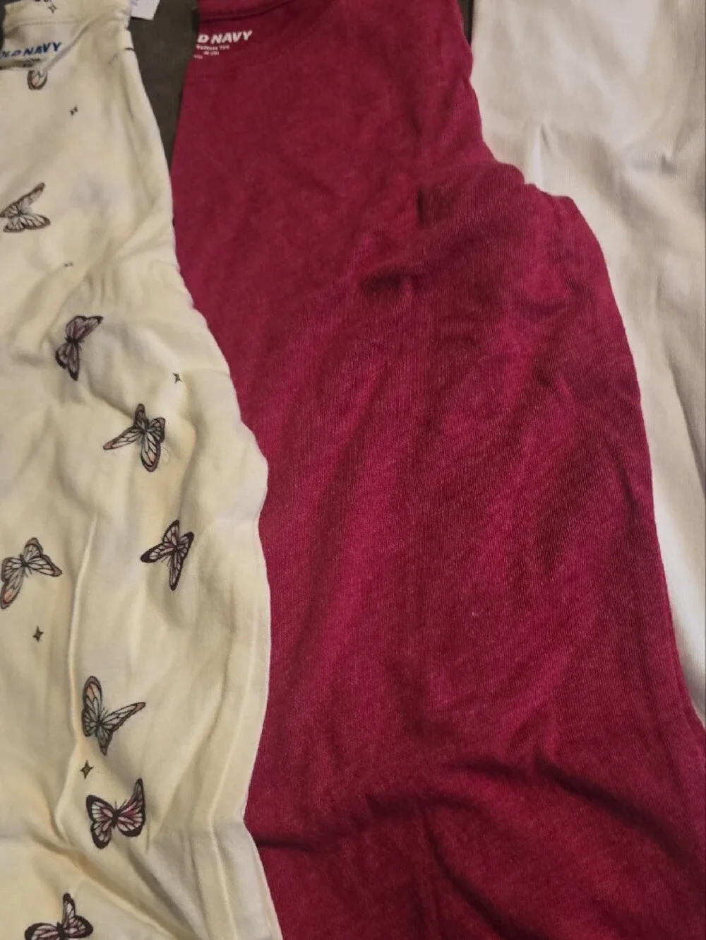 Old Navy Girls' Top 3-Pack in White, Mauve, and Cream Butterfly Print